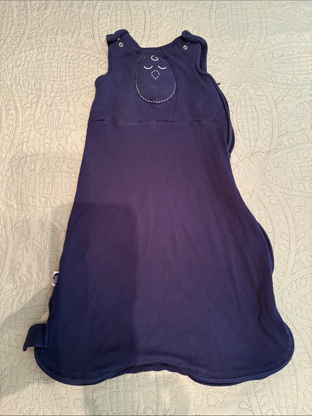 The Nested Bean Sleeveless Navy Baby Sleep Sack with Owl Applique